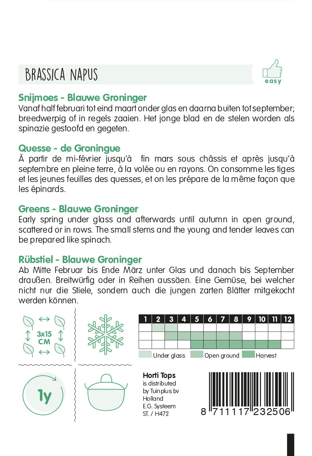 HT Snijmoes Blauwe Groninger