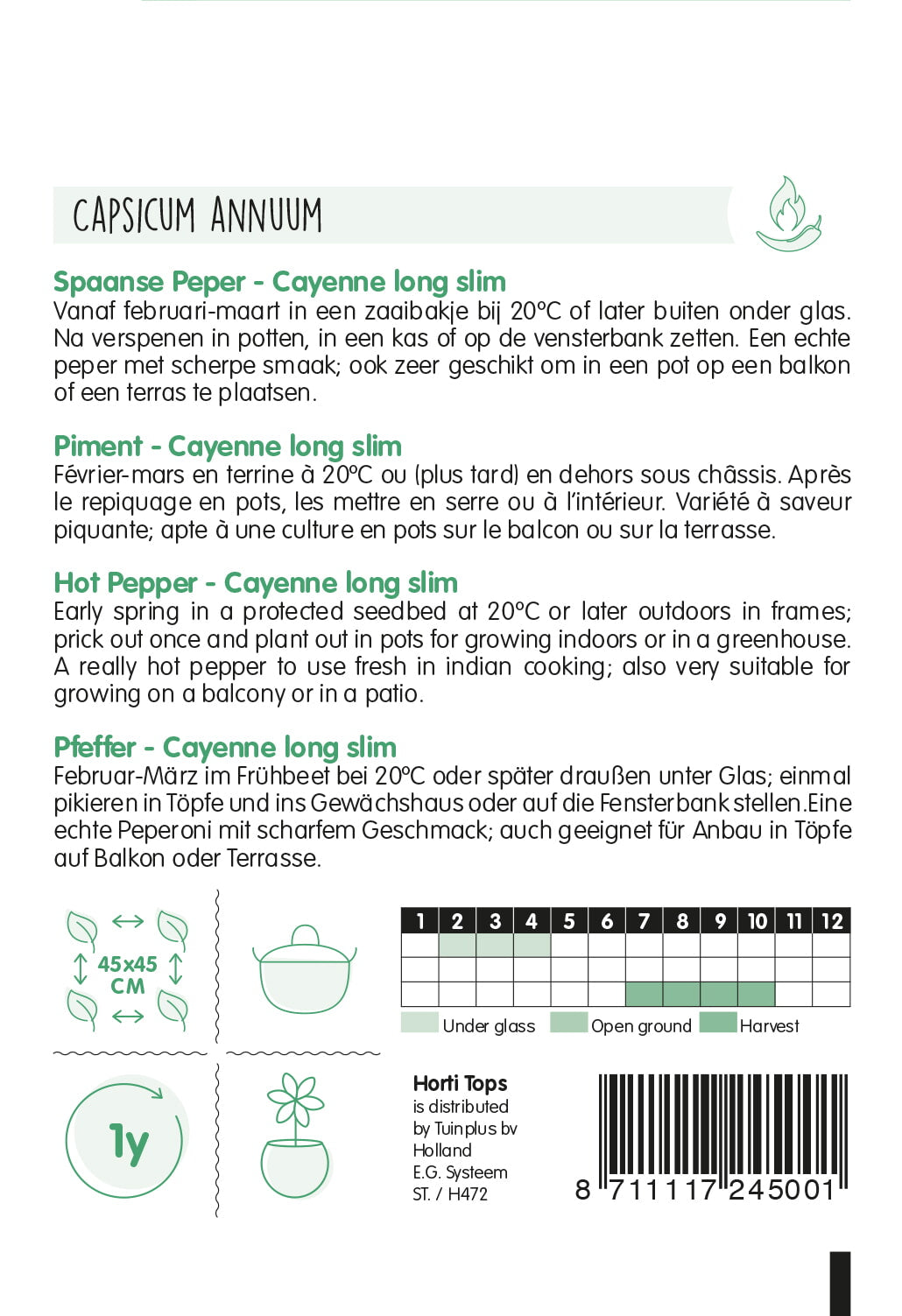 HT Peper Cayenne long slim, Spaanse lange rode