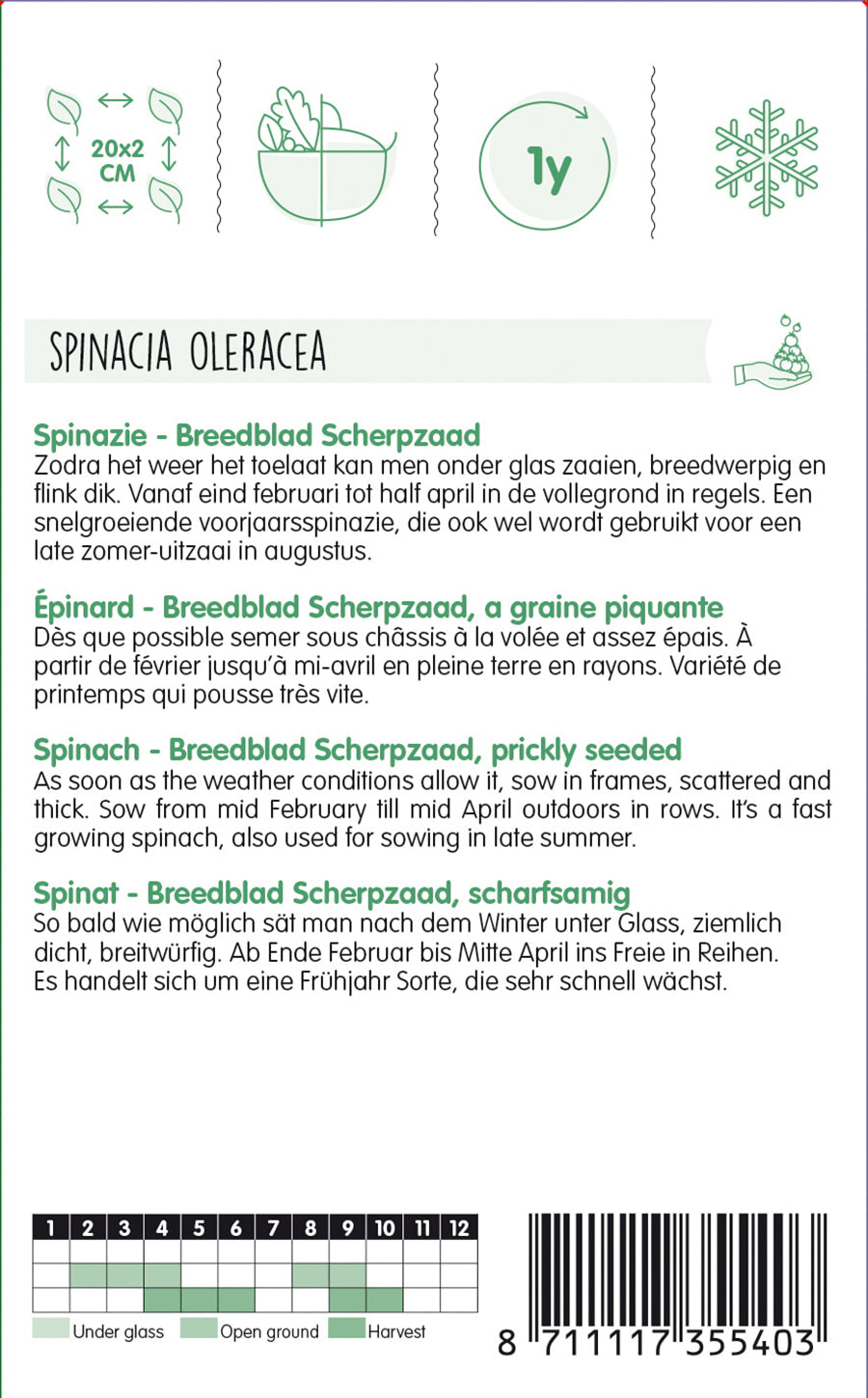 Spinazie Breedblad Scherpzaad, 100g