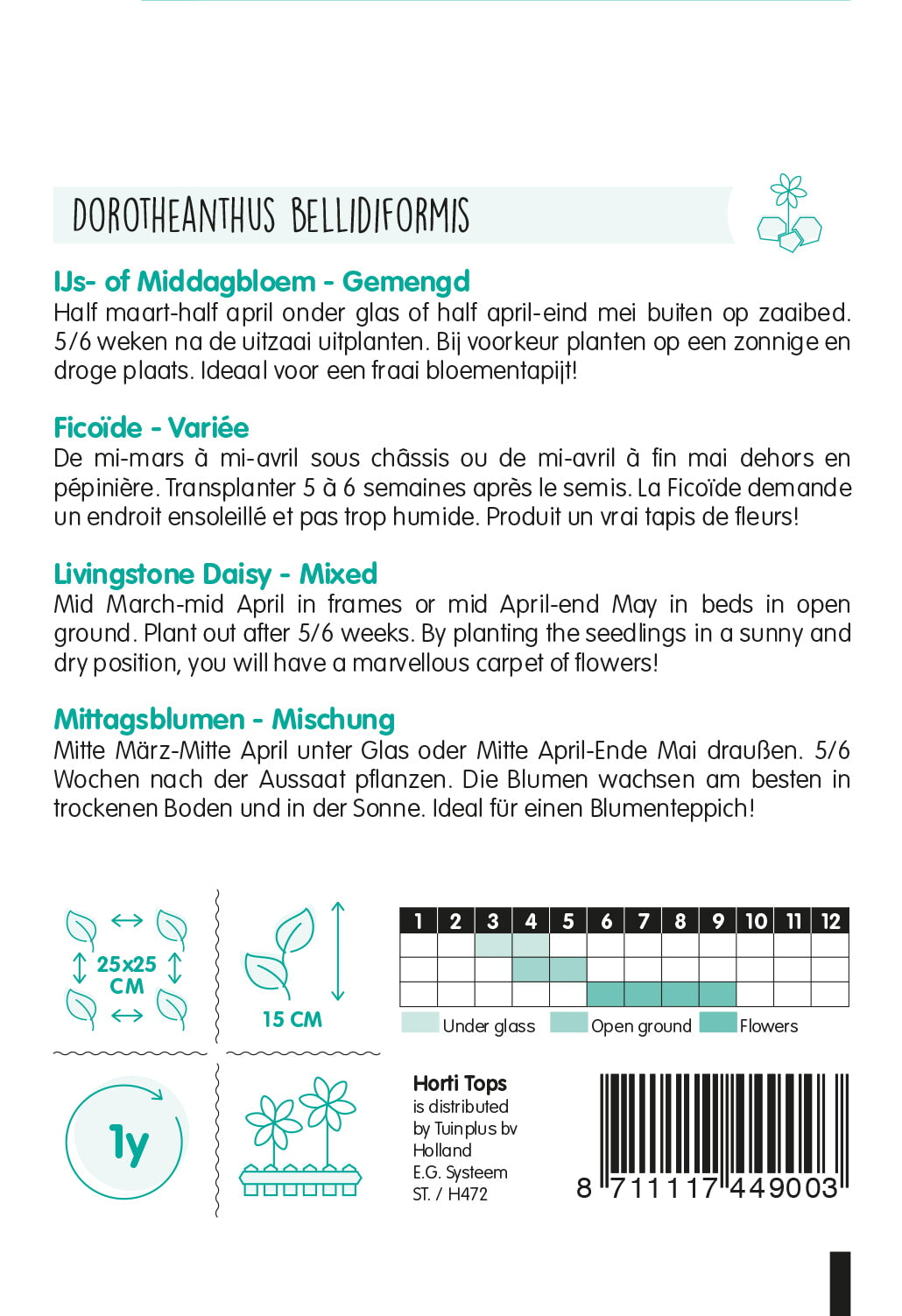 HT Dorotheanthus, IJs- of Middagbloem gemengd