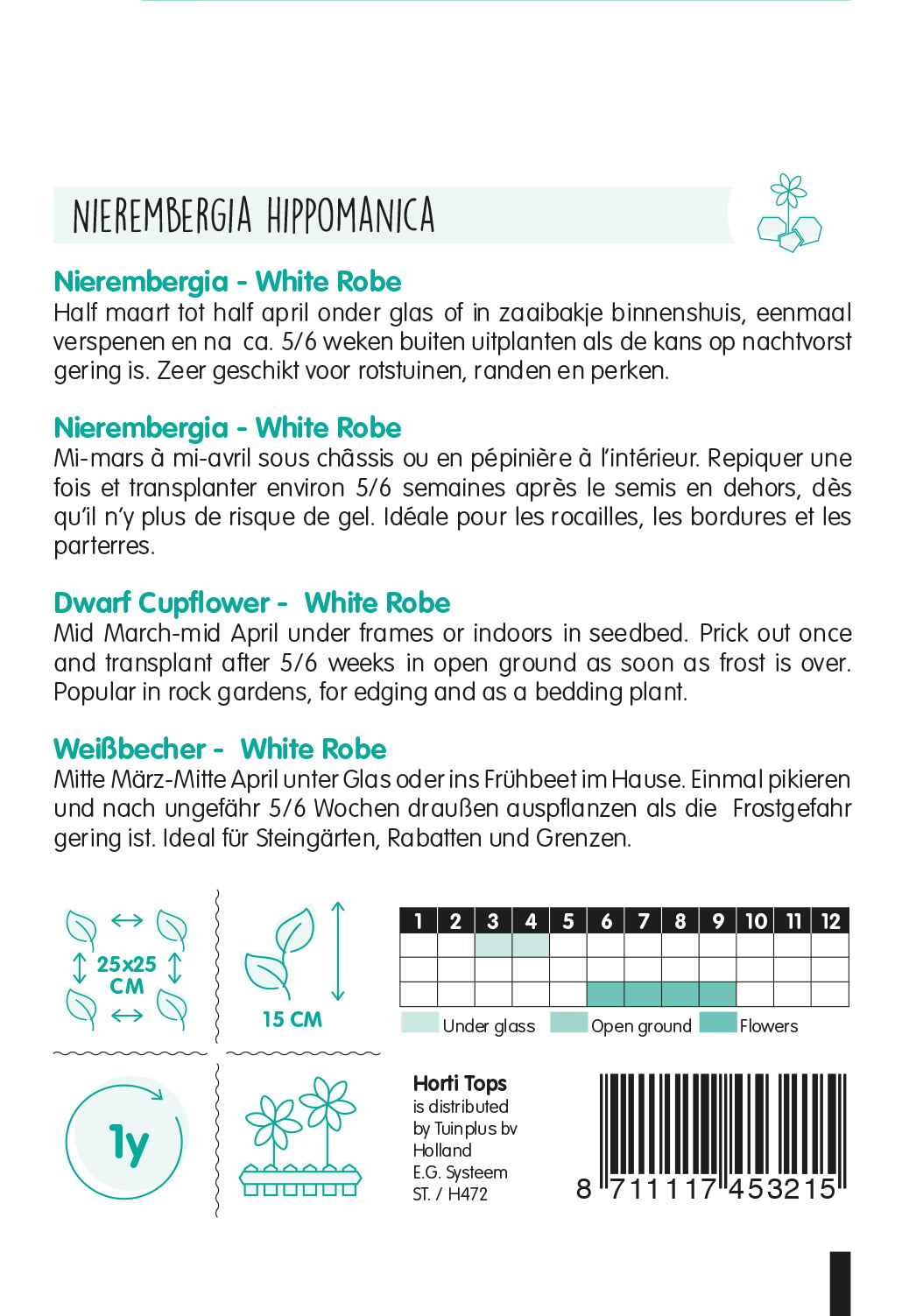 HT Nierembergia, Witte Beker White Robe