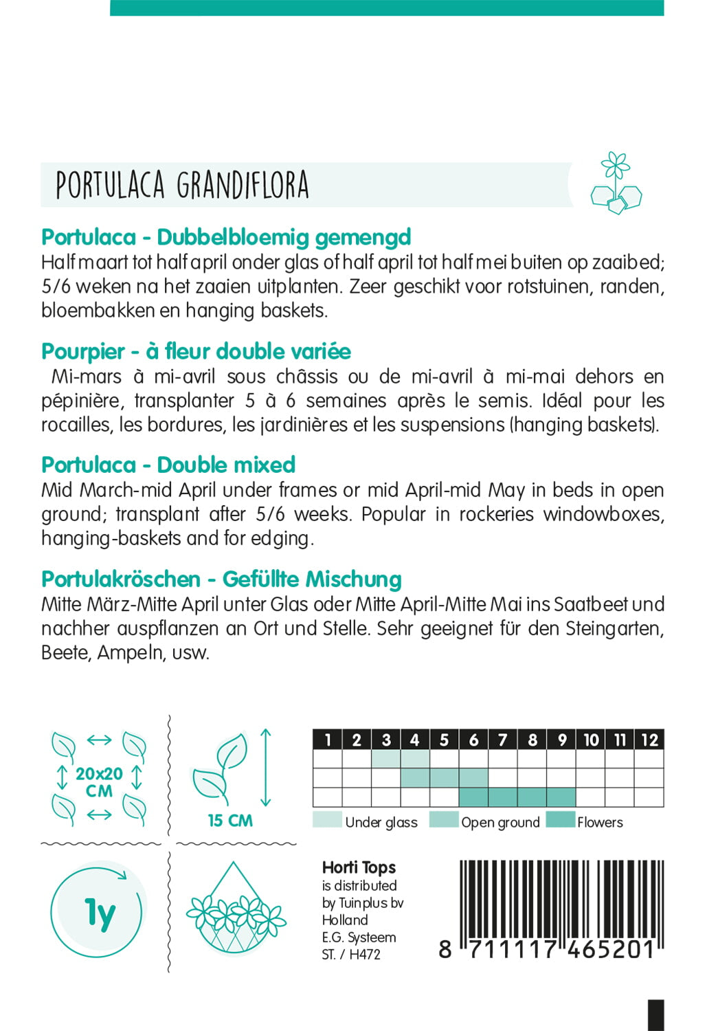 HT Portulaca dubbelbloemig gemengd