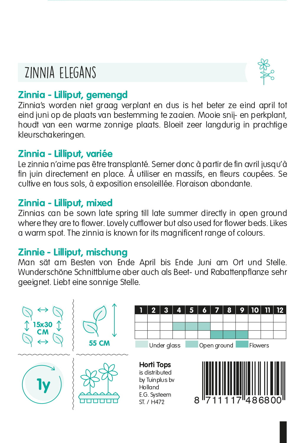 HT Zinnia Liliput gemengd