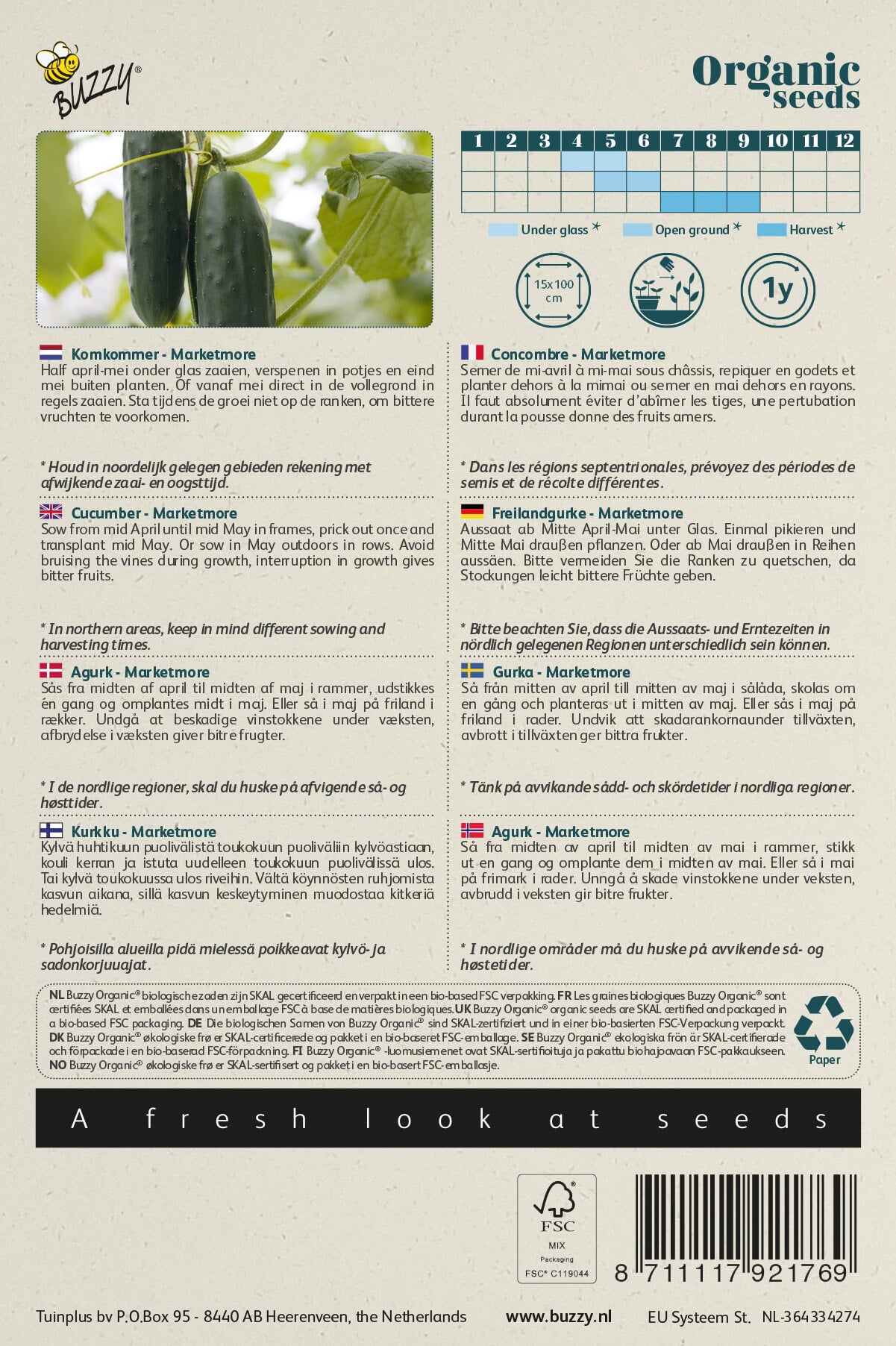 Buzzy® Organic Komkommer Marketmore (BIO)