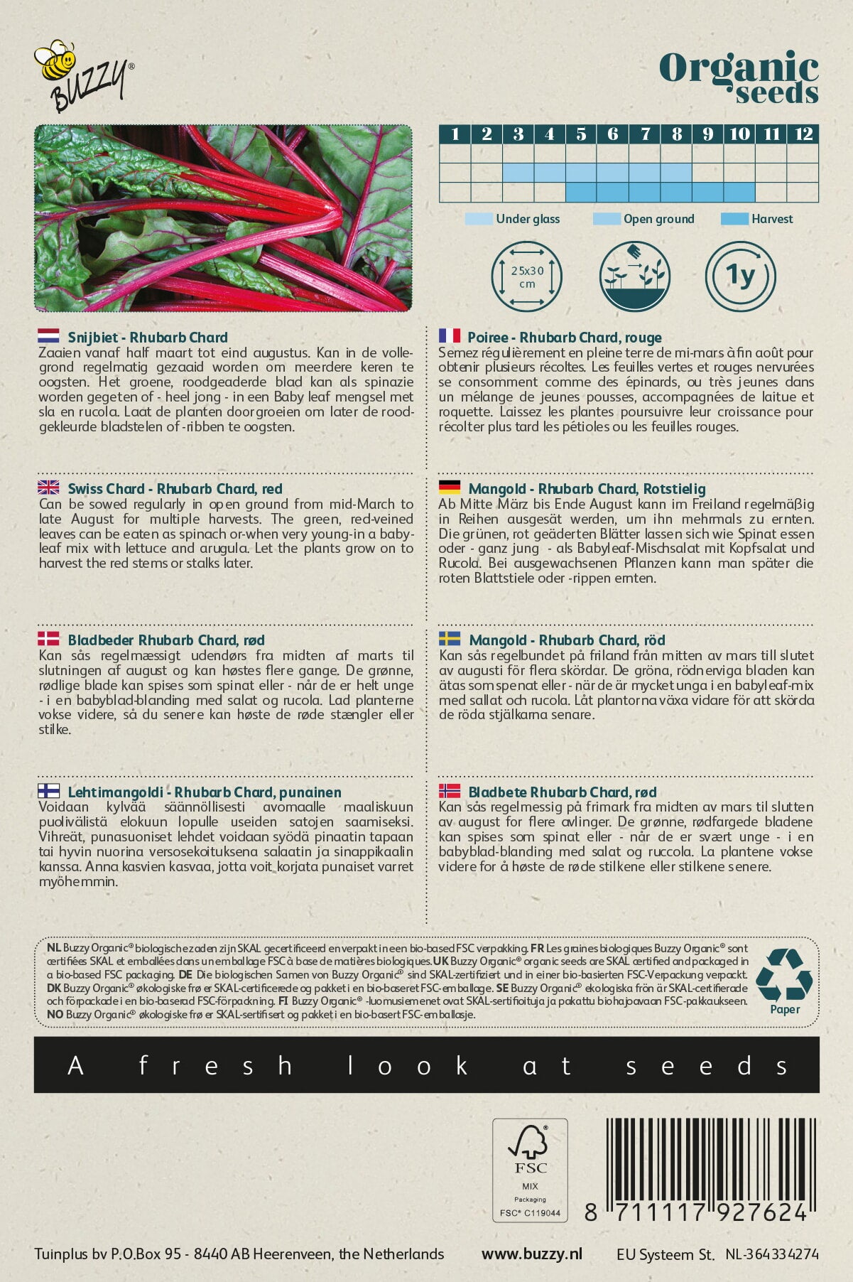 Buzzy® Organic Snijbiet Rhubard Chard (BIO)