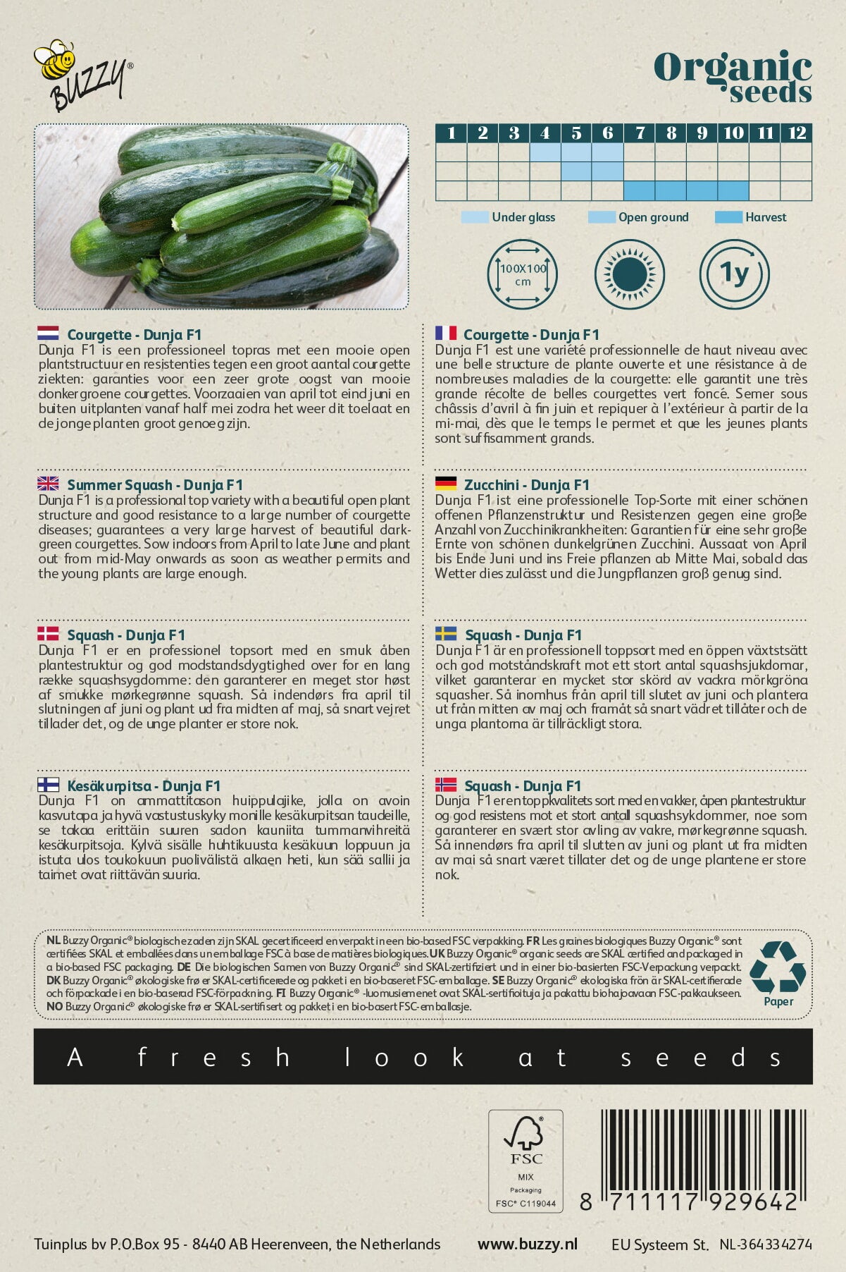 Buzzy® Organic Courgette Dunja F1 (BIO)