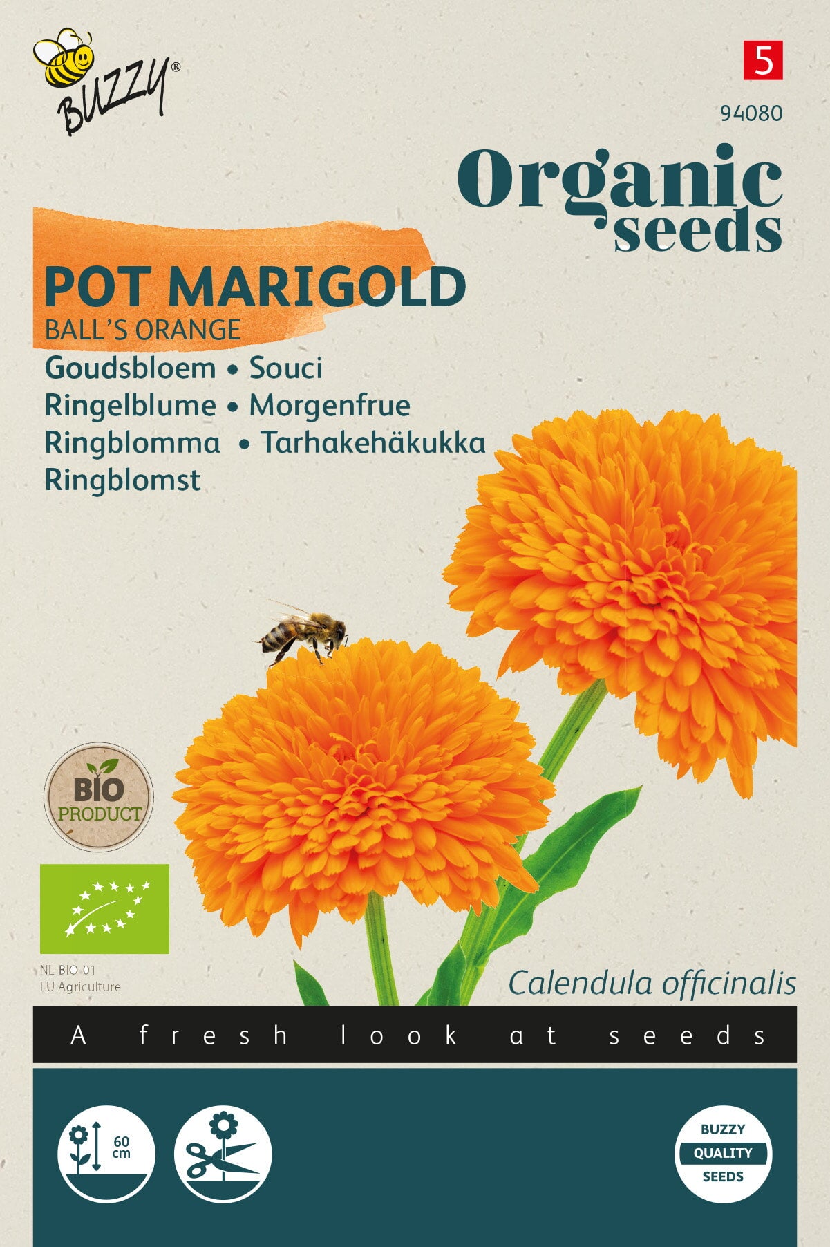 Buzzy® Organic Calendula, Goudsbloem Ball's Orange (BIO)