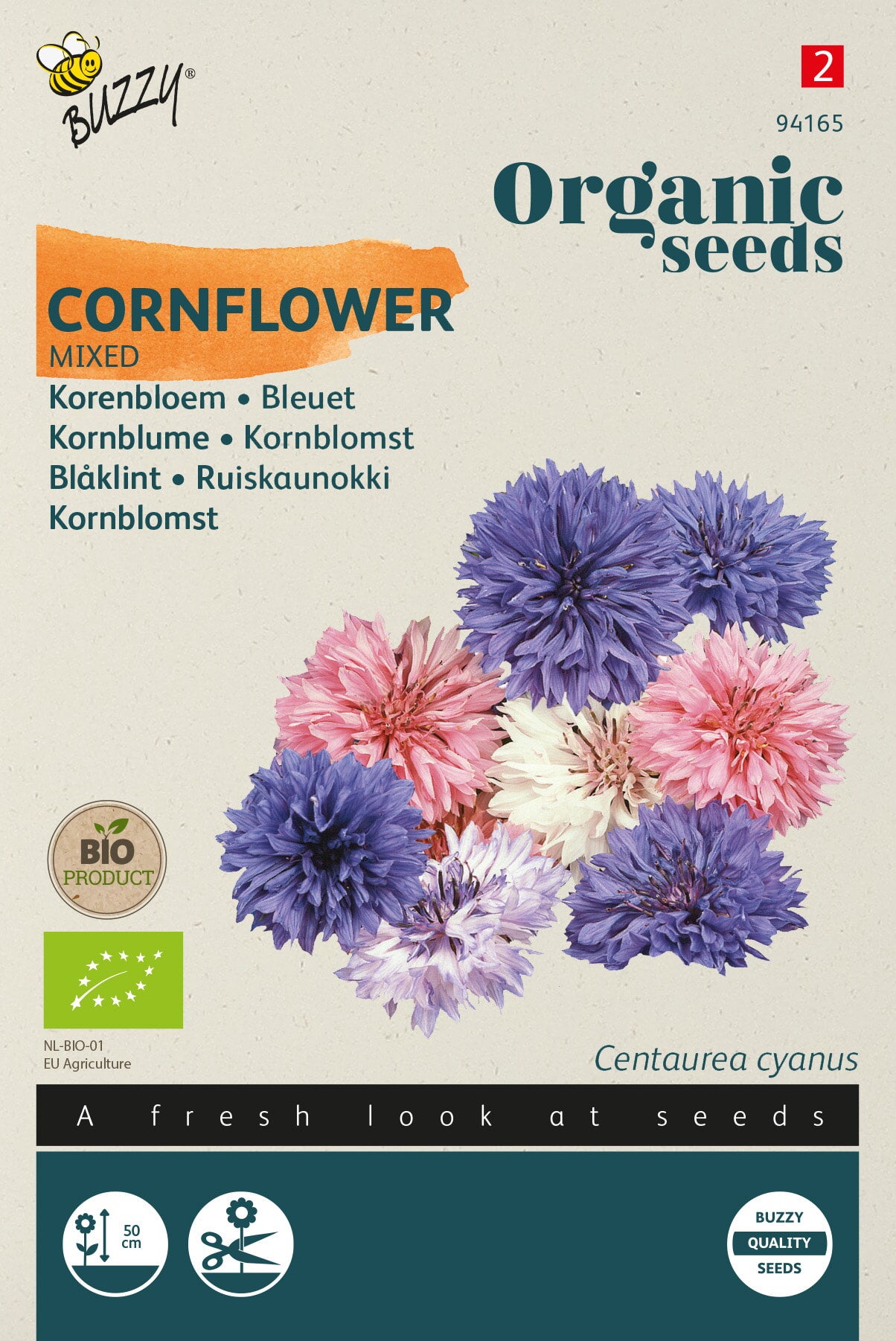 Buzzy® Organic Centaurea, Korenbloem gemengd (BIO)