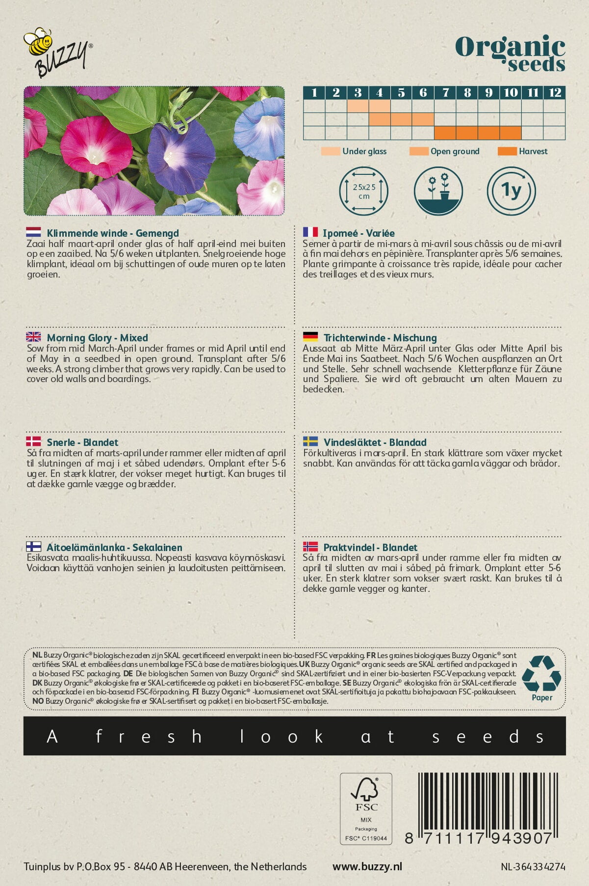 Buzzy® Organic Ipomoea, Klimmende Winde gemengd (BIO)