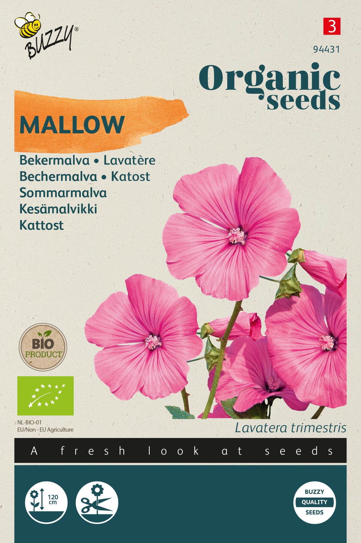 Buzzy® Organic Lavatera, Bekermalva rose/rood (BIO)