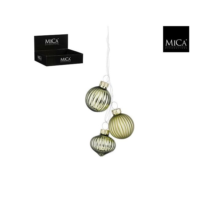 Bal glas d.groen 3 pieces bundle 48 stuks display - d3,5cm