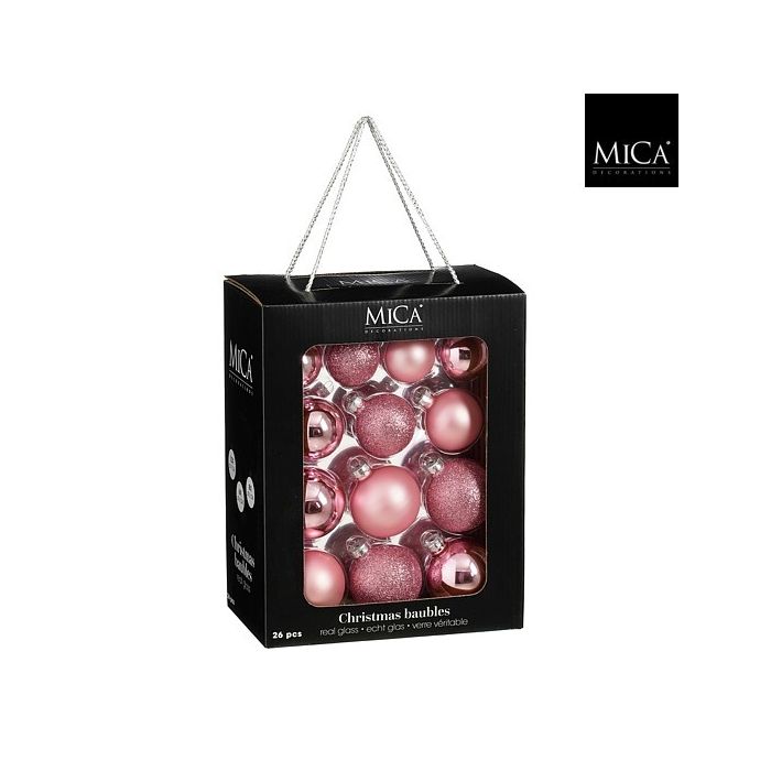 Bal glas d.rood 26 stuks - d7cm