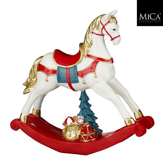Decoratie kalender hobbelpaard rood - l13,5xb7,5xh23,5cm