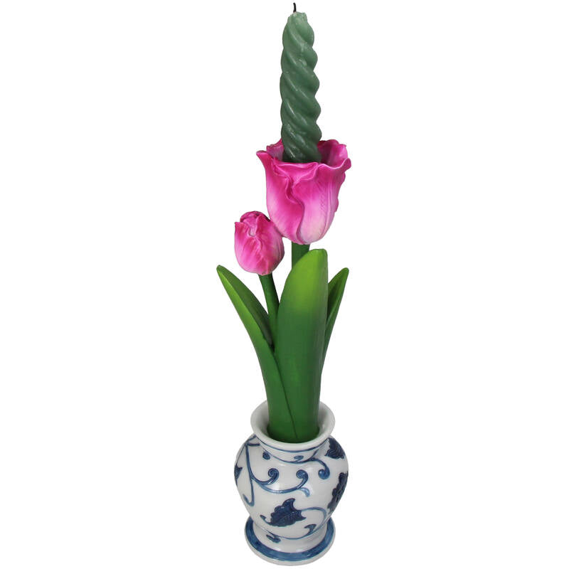 Kandelaar Tulp Polyresin Paars 9,5x9x31cm