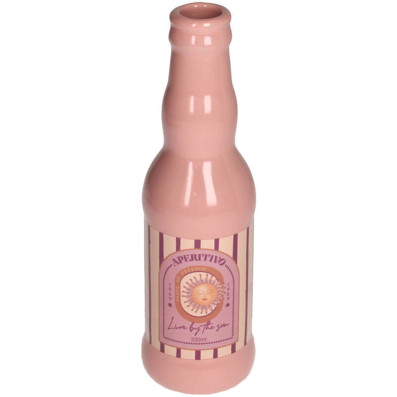 Vaas Aperitief Zon Keramiek Roze, 6,5 x 6,5 x 21,8 cm