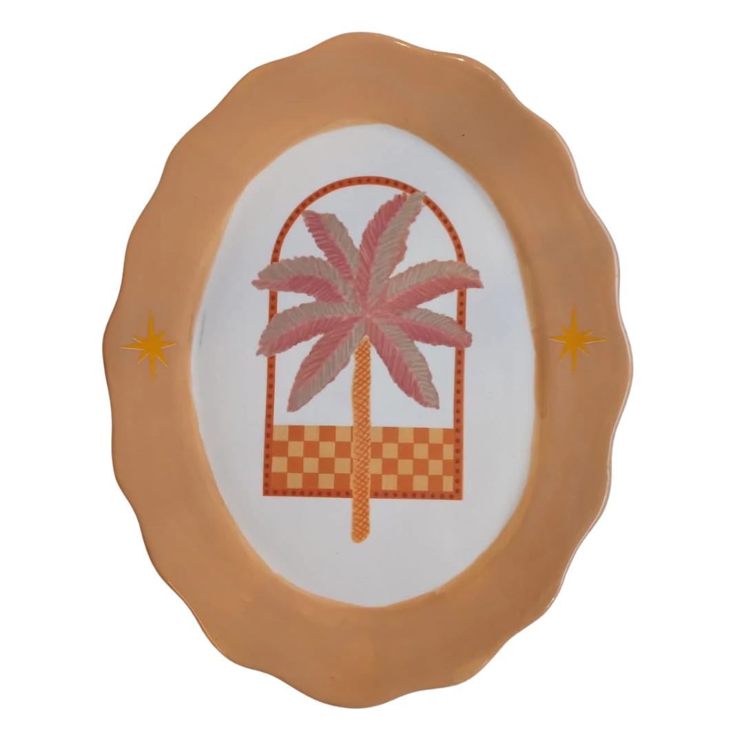 Trinket Dish Palm Dolomiet Multi 28x21.7x2.2cm