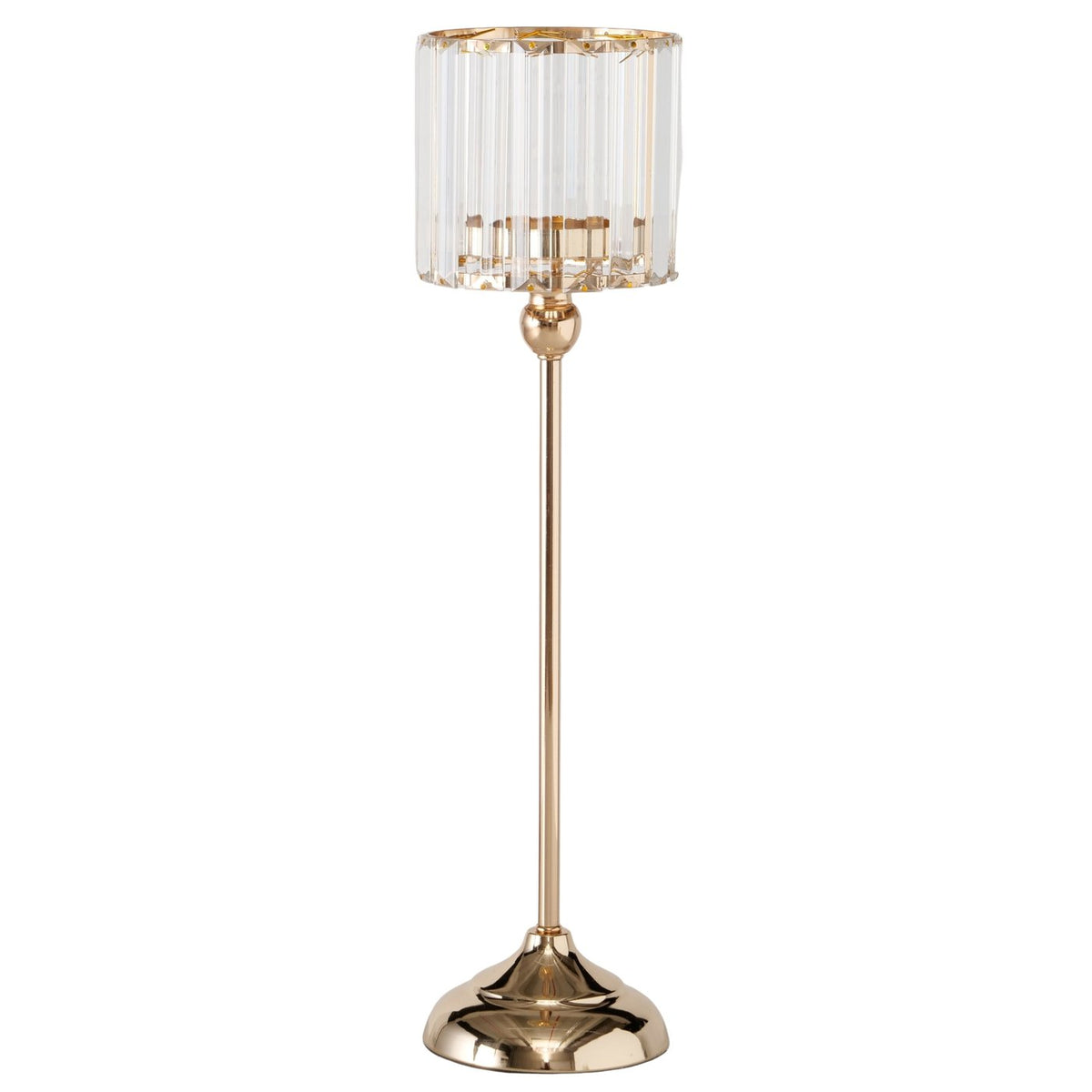 Windlicht Kostra rond ijzer en helder glas 50,5 cm