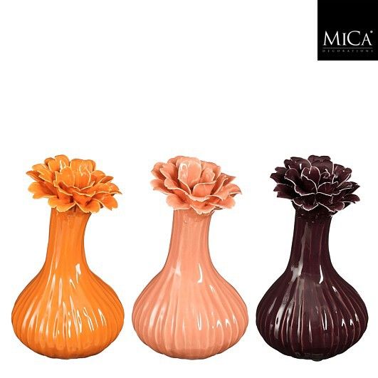 Yvke vaas paars roze oranje 3 assorti - h17xd10,5cm