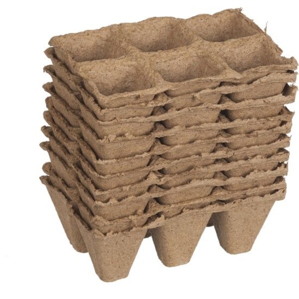 Nature - Biologisch afbreekbare turfpotjes - tray 6 vakken H5x5x5 cm - 10st.