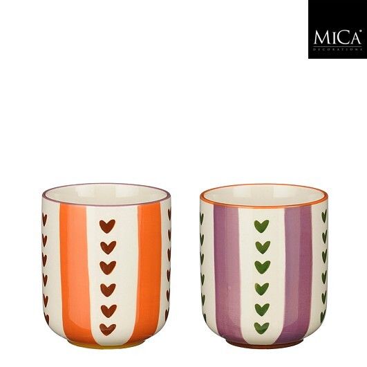 Stef mok cadeau set oranje paars 4-delig - h8,5xd7,5cm