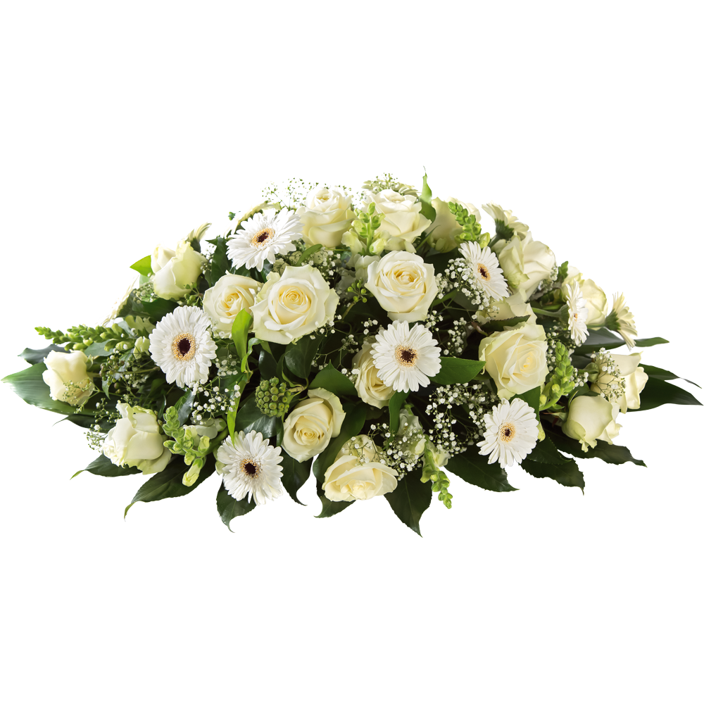 Rouwarrangement ovaal wit