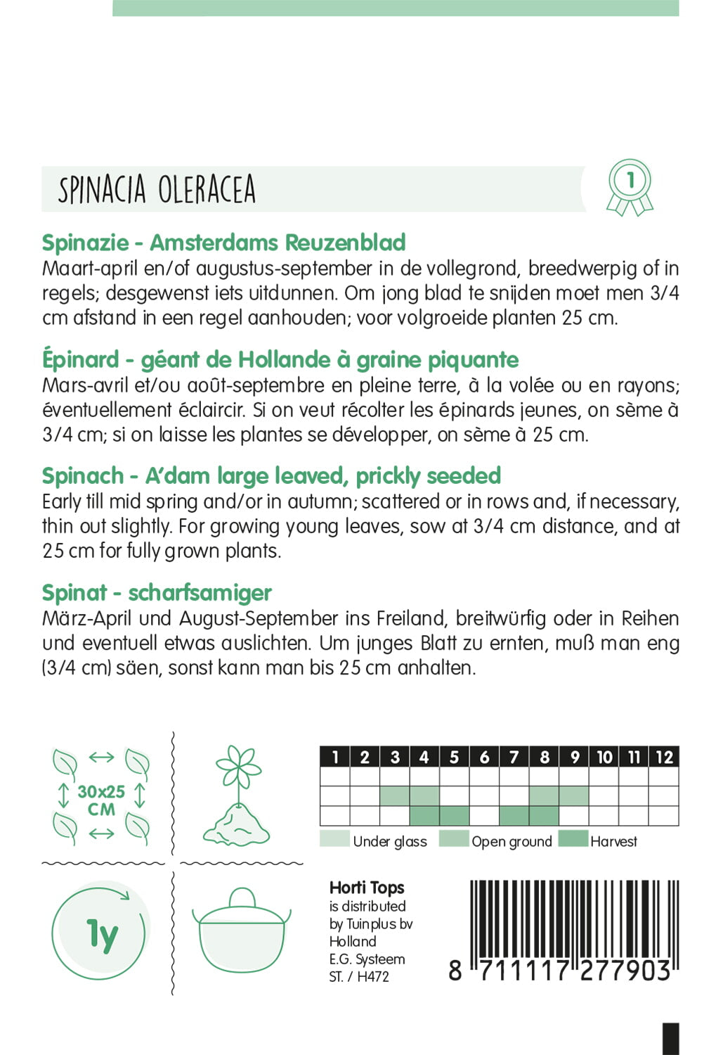 HT Spinazie Amsterdams Scherp Zaad 15g