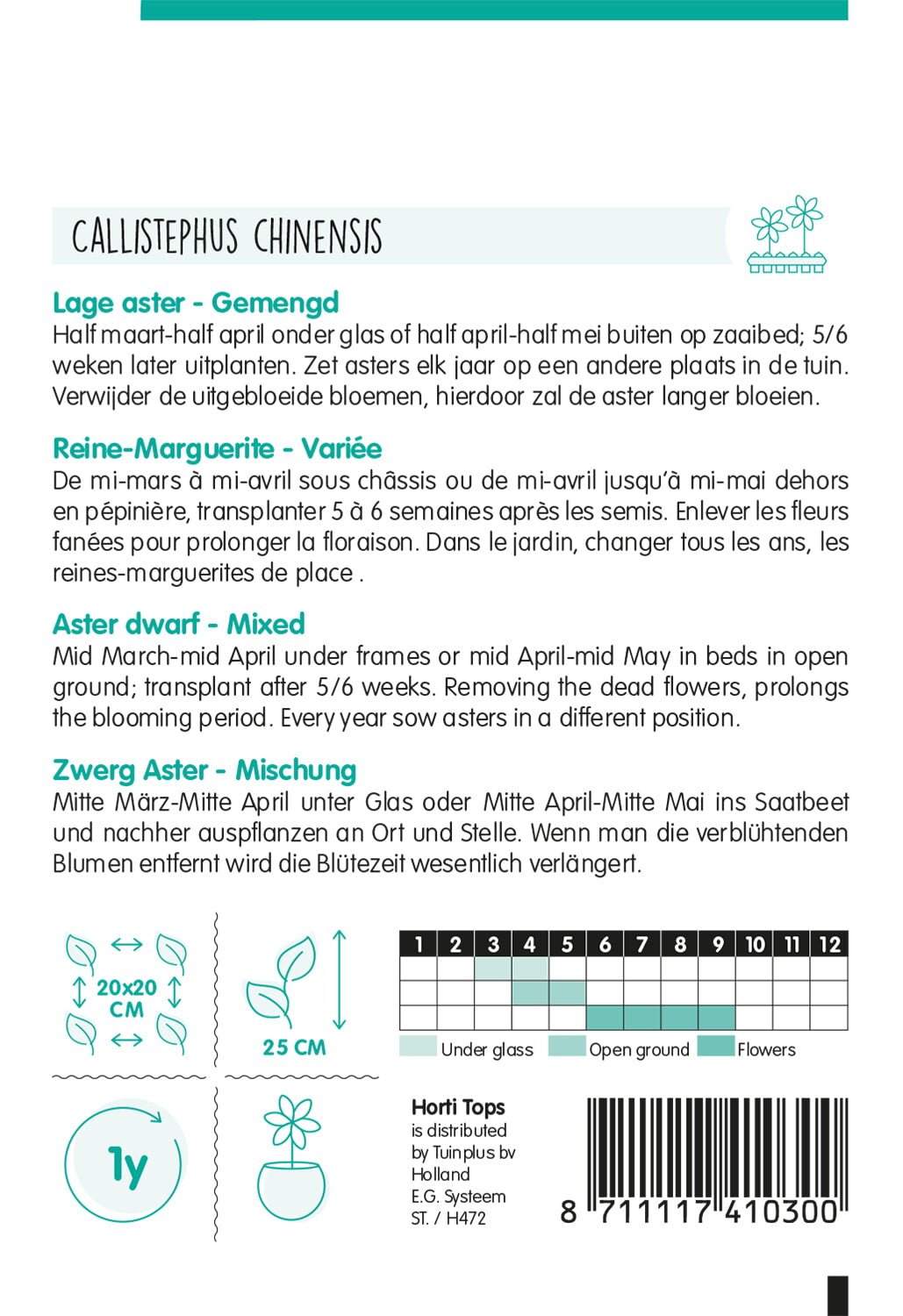 HT Callistephus, Dwerg-Aster gemengd