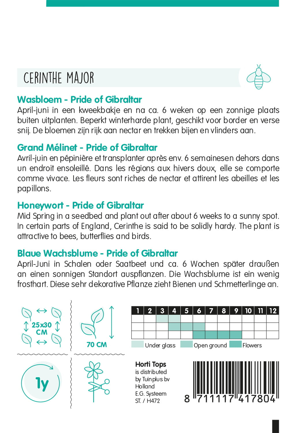 HT Cerinthe, Wasbloem Pride of Gibraltar