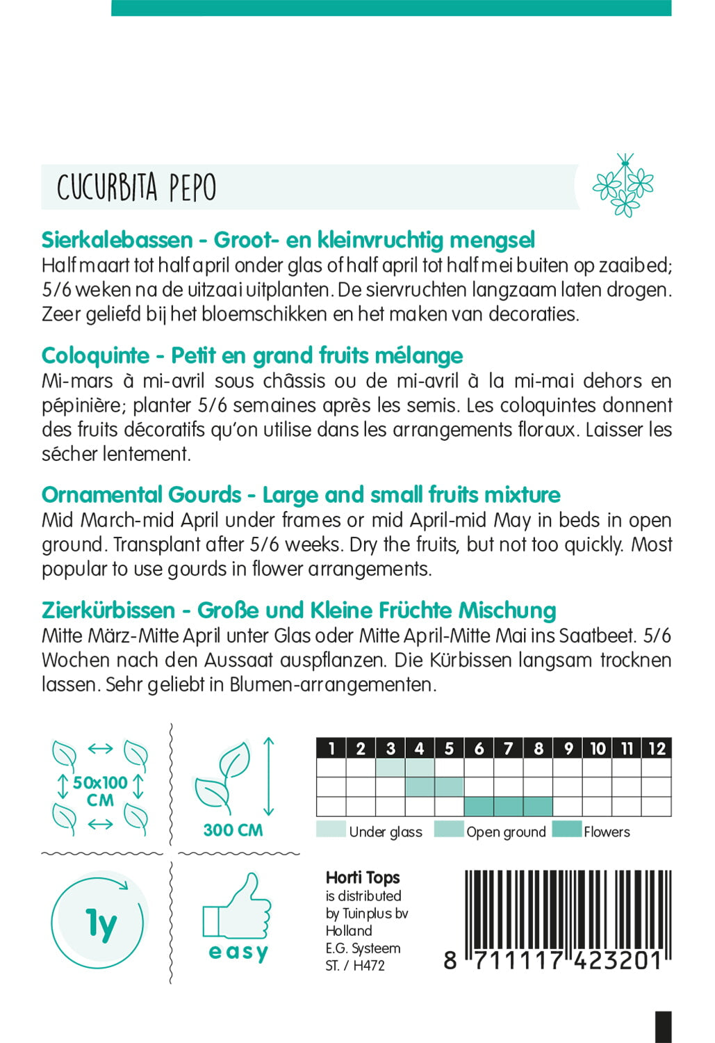 HT Cucurbita, Sierkalebas groot- en kleinvruchtig gemengd