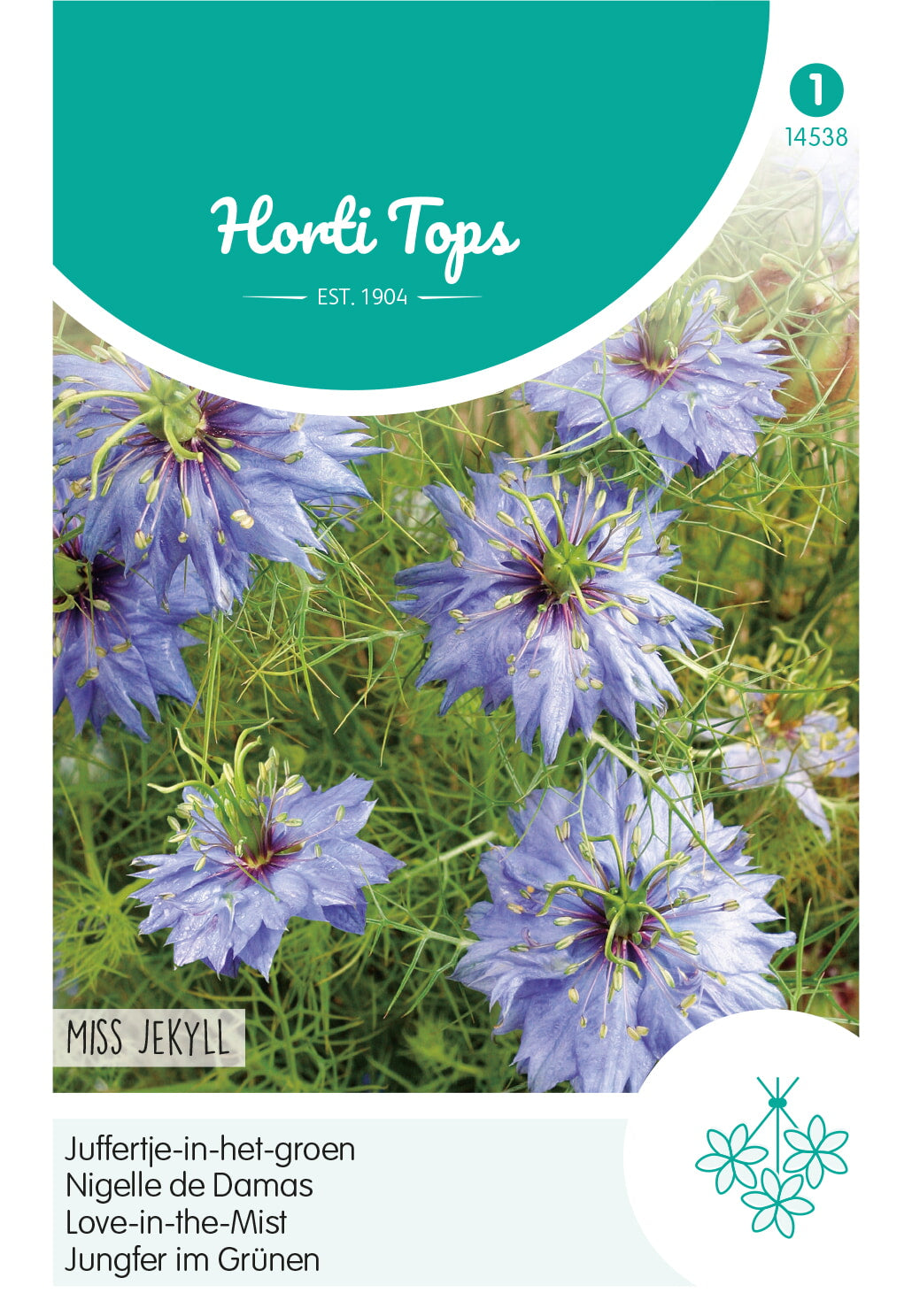 HT Nigella, Juffertje-in-het-groen Miss Jekyll blauw