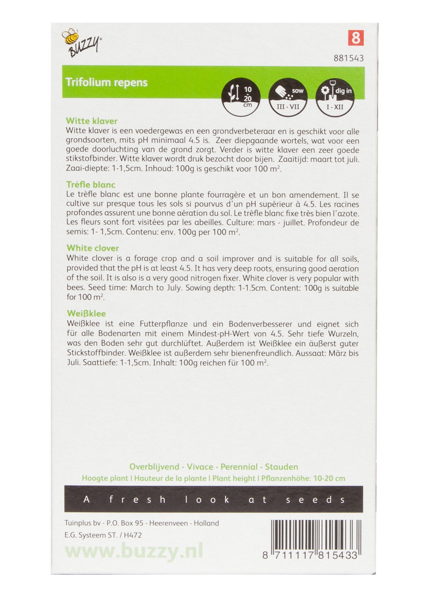 Buzzy® Groenbemester Witte Klaver 100 gram(8)