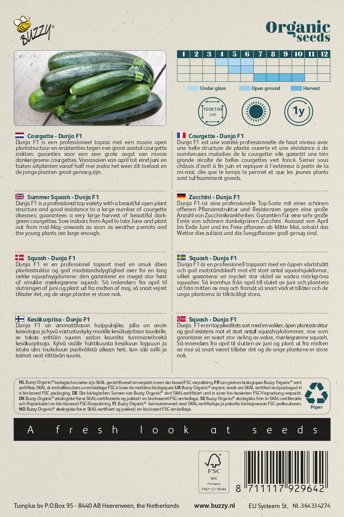 Buzzy® Organic Courgette Dunja F1 (BIO)