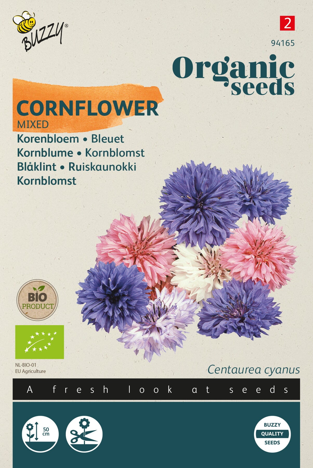 Buzzy® Organic Centaurea, Korenbloem gemengd  (BIO)