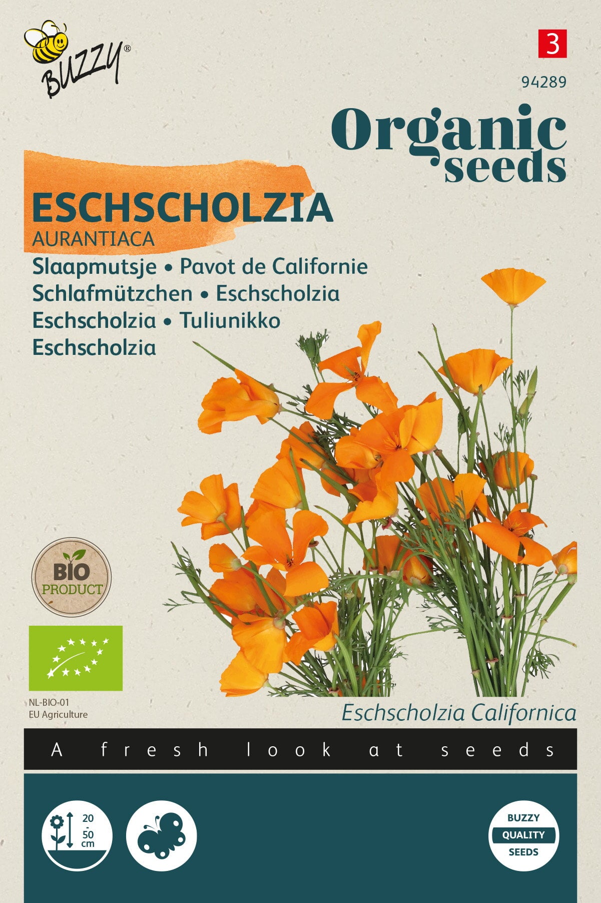 Buzzy® Organic Eschscholzia, Slaapmutsje Aurantiaca (BIO)