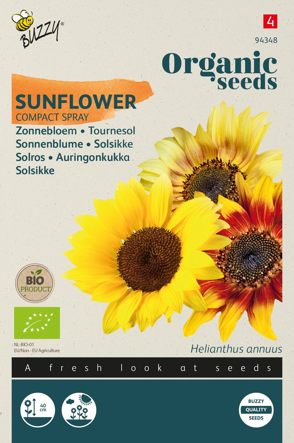 Buzzy® Organic Helianthus, Zonnebloem Compact Spray(BIO)