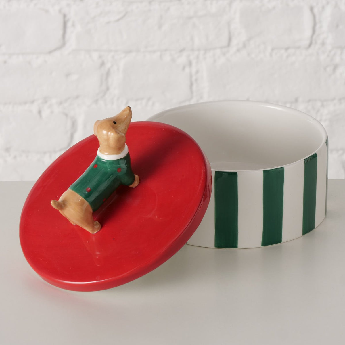 Voorraadpot Maltipu gestreept rood 15 cm